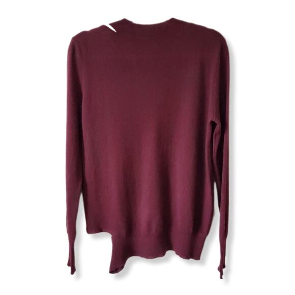 Autumn Cashmere Maroon Cut Out V Neck Sweater XS Cozy Minimalist Modern Scandi - Picture 9 of 15